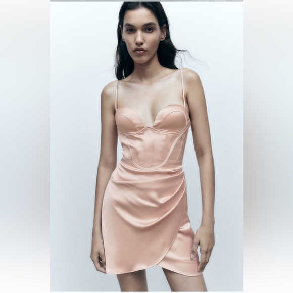 SATIN EFFECT CORSET DRESS - Picture 4 of 6